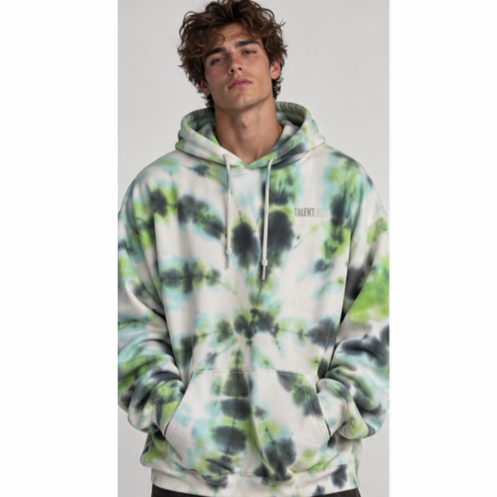 TALENTLESS Green Blue & Gray Tie-Dye Hoodie for Men Size XL (Limited Edition)